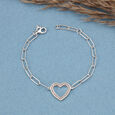 Heart Link Silver Bracelet,,hi-res view 1