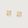 Floral Glow 14 Kt Gold and Diamond Stud Earrings,,hi-res view 3