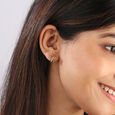 Timeless Radiating Star 14KT Diamond Stud Earring,,hi-res view 2