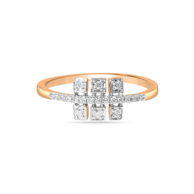 14KT Rose Gold Sculpted Sparkle Diamond Finger Ring,,hi-res image number null