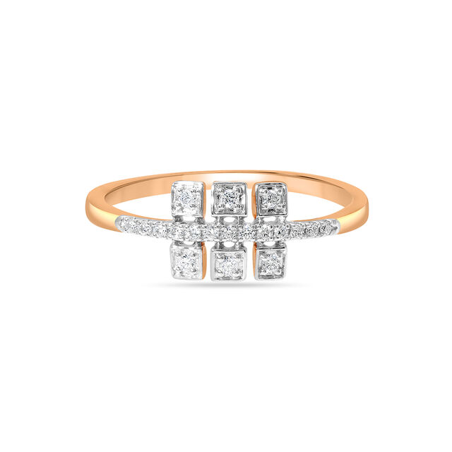 14KT Rose Gold Sculpted Sparkle Diamond Finger Ring,,hi-res view 2
