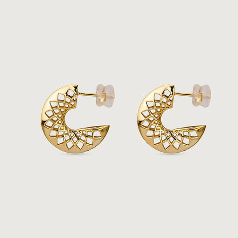 Sculpted Lattice Gold Hoop Earrings