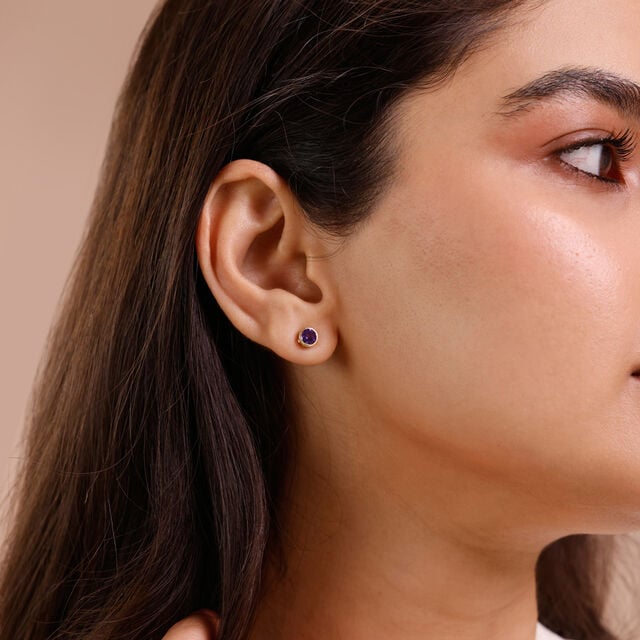 Graceful Subtle Amethyst Gold Stud Earrings,,hi-res image number null