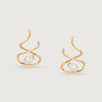 Twisted Glam 14 Kt Gold & Pearl Hoop Earrings,,hi-res view 3