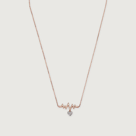 14KT Rose Gold Heartbeat Diamond Necklace