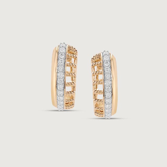 Stellar Edge Diamond Hoop Earrings,,hi-res image number null