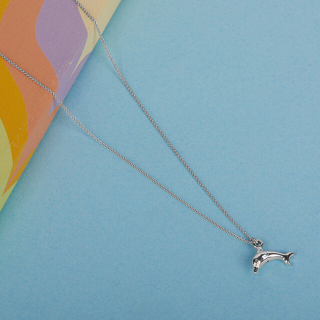 Playful Dolphin Silver Necklace,,hi-res image number null