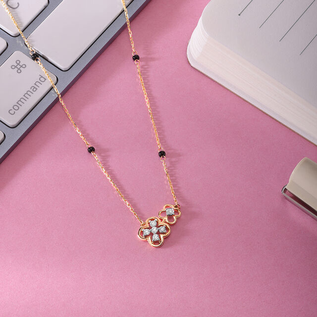 Love Knot 14 Kt Gold and Diamond Mangalsutra,,hi-res image number null