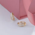 Intricate Glam Gold & Diamond Hoop Earrings,,hi-res view 1