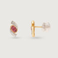 Tourmaline Cosmos 14KT Gold & Diamond Stud Earrings,,hi-res view 3