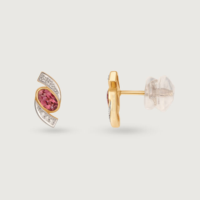 Tourmaline Cosmos 14KT Gold & Diamond Stud Earrings,,hi-res image number null