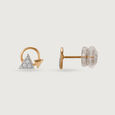 Dainty Triangles Diamond 14KT Yellow Gold Stud Earrings,,hi-res view 3