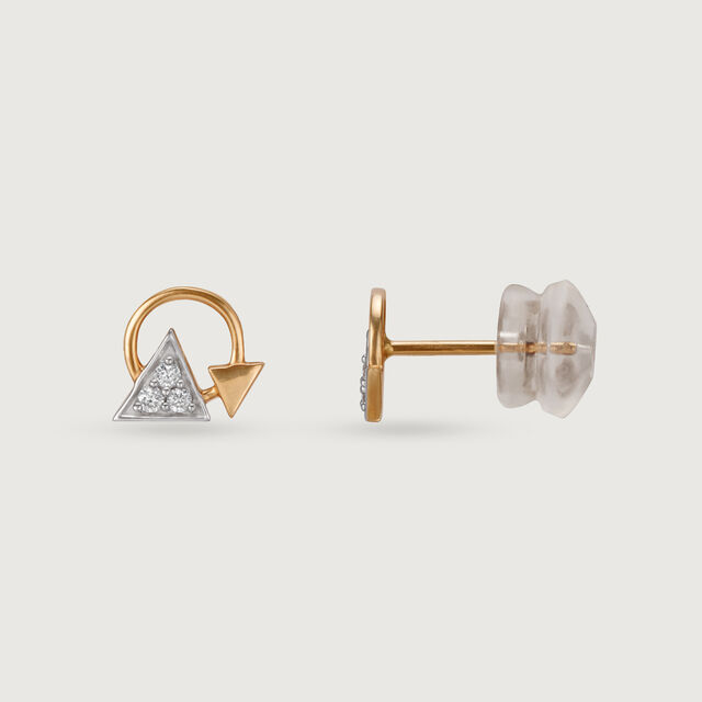 Dainty Triangles Diamond 14KT Yellow Gold Stud Earrings,,hi-res image number null