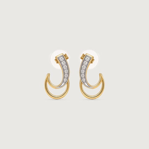 Sculpted Curve Diamond Hoop Earrings