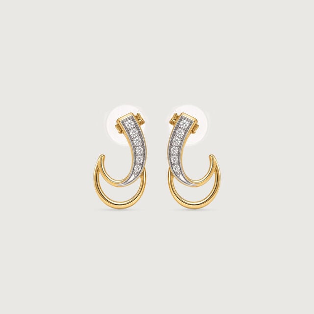 Sculpted Curve Diamond Hoop Earrings,,hi-res image number null