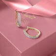 Luxe Drip Gold & Diamond Hoop Earrings,,hi-res view 1