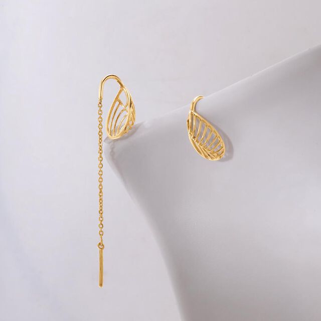 Buy Geometric Glow Gold Sui Dhaga Earrings Online Mia by Tanishq