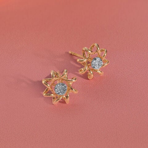 Serene Petal Diamond Stud Earrings