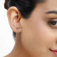14KT Yellow Gold Curvaceous Glimmer Diamond Stud Earring,,hi-res view 3