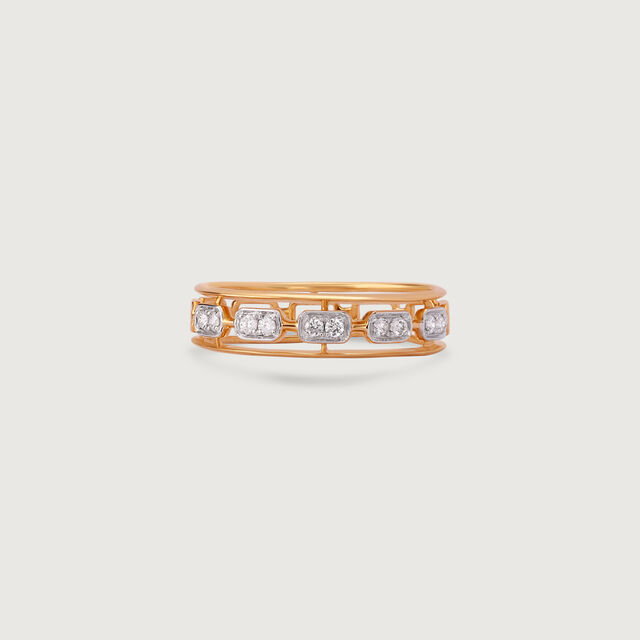 Linked Brilliance Gold & Diamond Finger Ring,,hi-res image number null