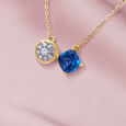14KT Yellow Gold Rare Pair Diamond and Blue Topaz Necklace,,hi-res view 1