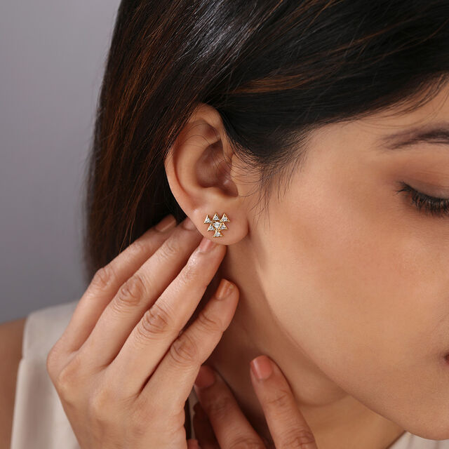 Chic Cosmic Stars 14KT Diamond Stud Earrings,,hi-res image number null