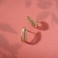 Timeless 14K Yellow Gold Feather Hoop Earrings,,hi-res view 1