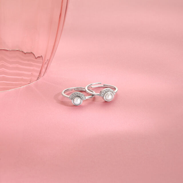 Elegant Halo Silver Toe Ring,,hi-res image number null