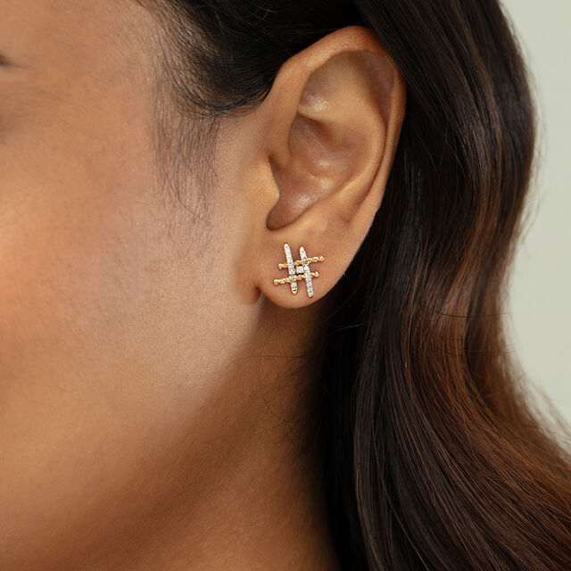 Twisted Harmony Gold & Diamond Stud Earrings,,hi-res image number null