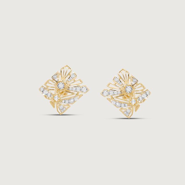 Lotus Harmony Diamond Stud Earrings,,hi-res image number null
