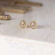 Glowing Sunburst Gold & Diamond Stud Earrings,,hi-res view 1