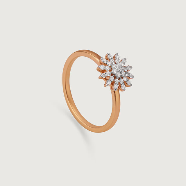 Floral Sparkle Gold & Diamond Finger Ring,,hi-res image number null