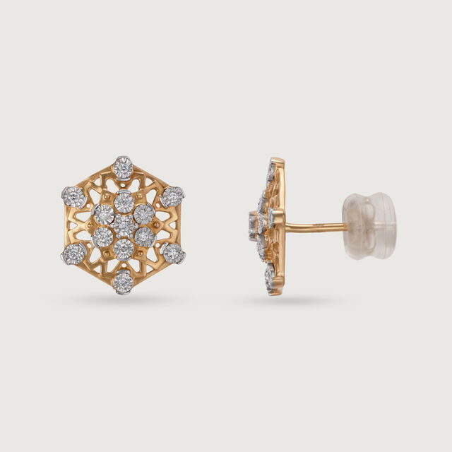 14kt Yellow-White Gold Ear Studs To Magnify Your Beauty,,hi-res image number null
