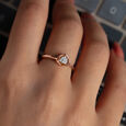 Trendy Triangle Gold & Diamond Finger Ring,,hi-res view 2