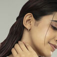 Sleek Iconic Gold & Diamond Hoop Earrings,,hi-res view 2