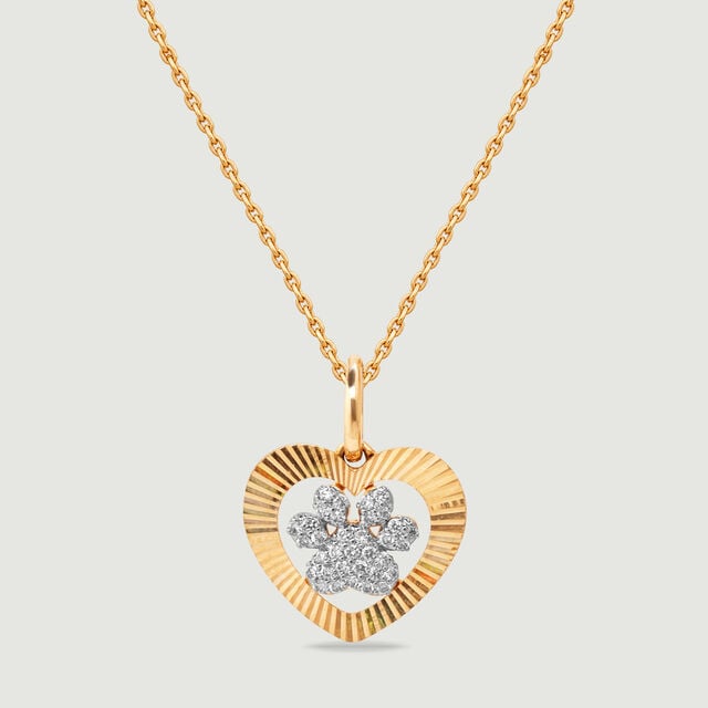 Playful Paw Diamond Heart Necklace,,hi-res image number null