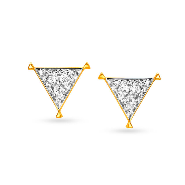 Glamorous 18 Karat Gold Triangular Stud Earrings,,hi-res image number null
