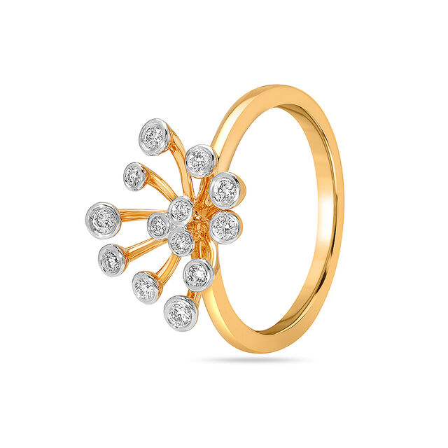 14KT Yellow Gold Sparkling Petals Diamond Finger Ring,,hi-res view 3