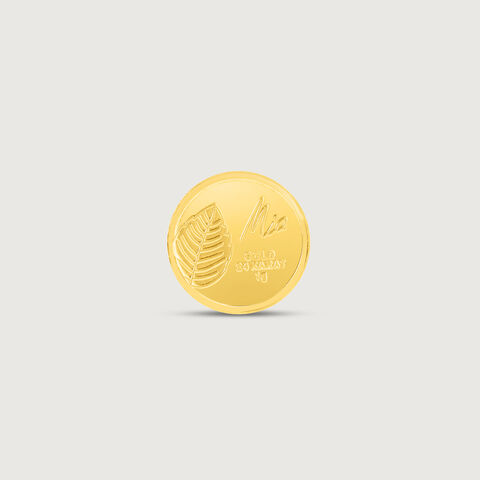 1 gm 24 Karat Tulsi Leaf Gold Coin (9999 Purity)