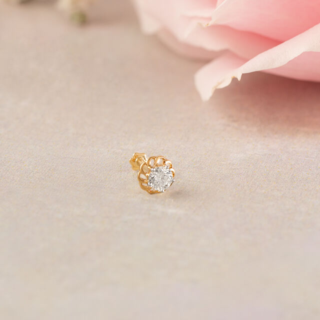 Ethereal Glow Gold and Diamond Nose Pin,,hi-res image number null