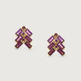 Vibrant Charm Garnet & Gold Stud Earrings,,hi-res view 2