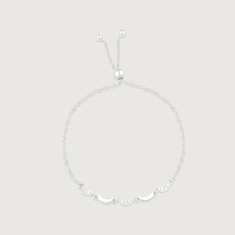 Sparkling Crescent Silver Bracelet