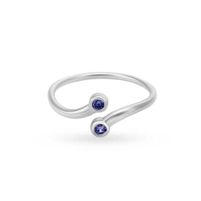 Tanzanite Teeth Silver Toe Ring,,hi-res view 2