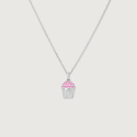 Bubbly Cupcake Silver Necklace