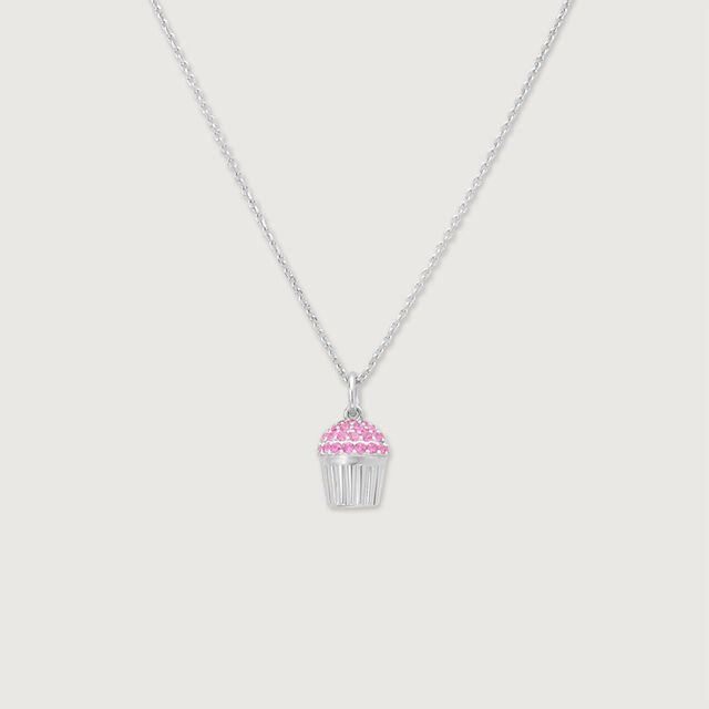 Bubbly Cupcake Silver Necklace,,hi-res image number null