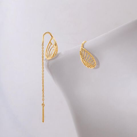 Geometric Glow Gold Sui Dhaga Earrings