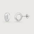Sculpted Glow Silver Stud Earrings,,hi-res view 4