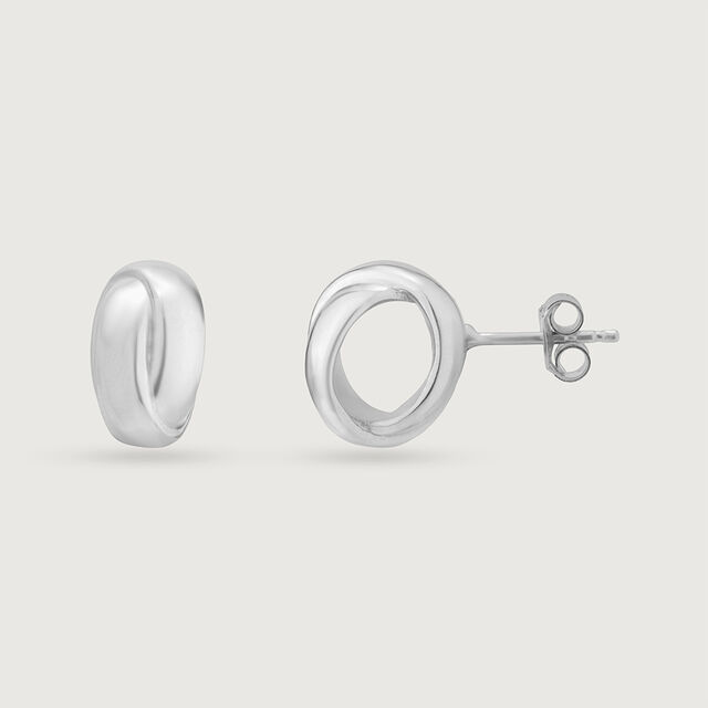 Sculpted Glow Silver Stud Earrings,,hi-res image number null