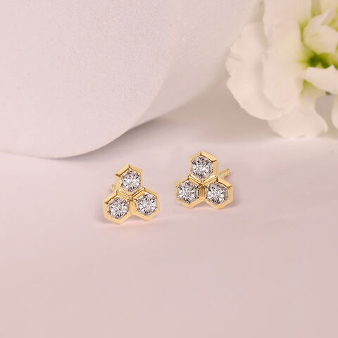 Honeycomb Harmony Diamond Stud Earrings