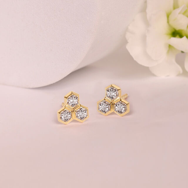Honeycomb Harmony Diamond Stud Earrings,,hi-res image number null